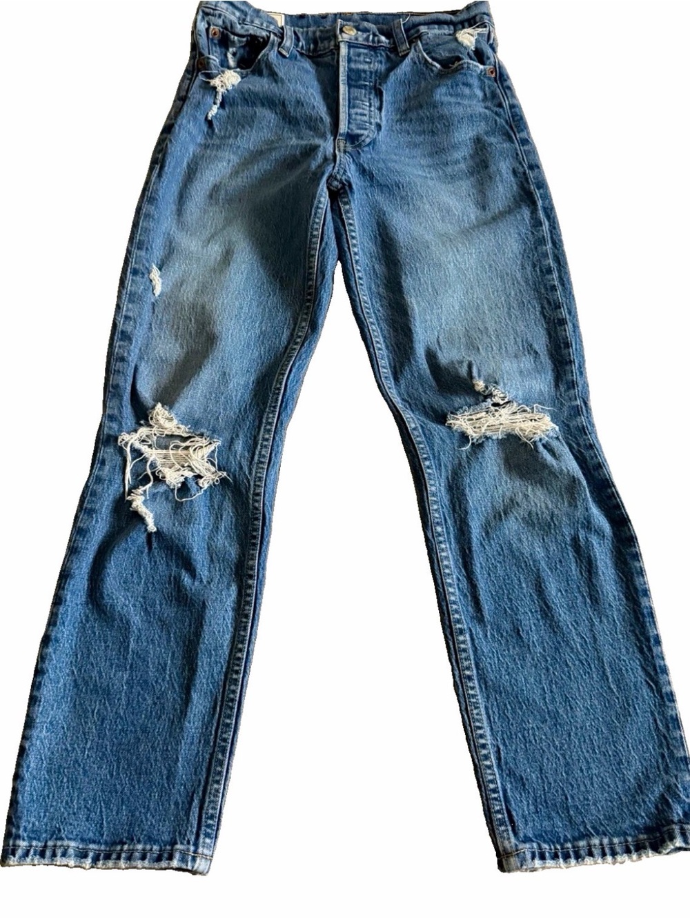 GAP Cheeky Straight High Rise Distressed 5-Pocket Denim Jeans Size 27 29x26